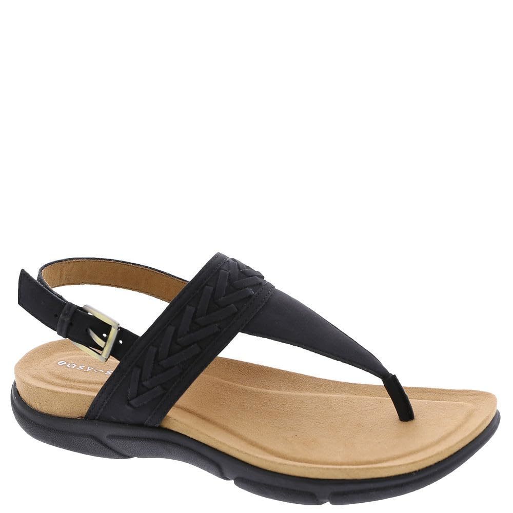 Easy Spirit Women's Monte3 Flat Sandal Black 6 Wide